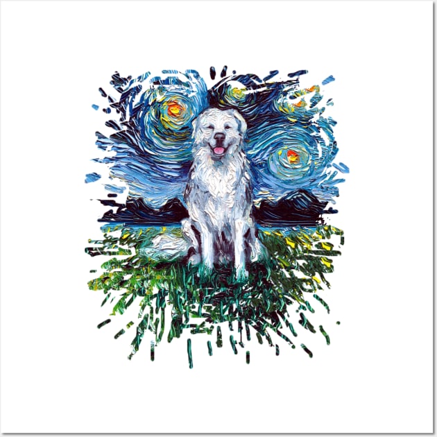 Great Pyrenees Night (splash version) Wall Art by sagittariusgallery